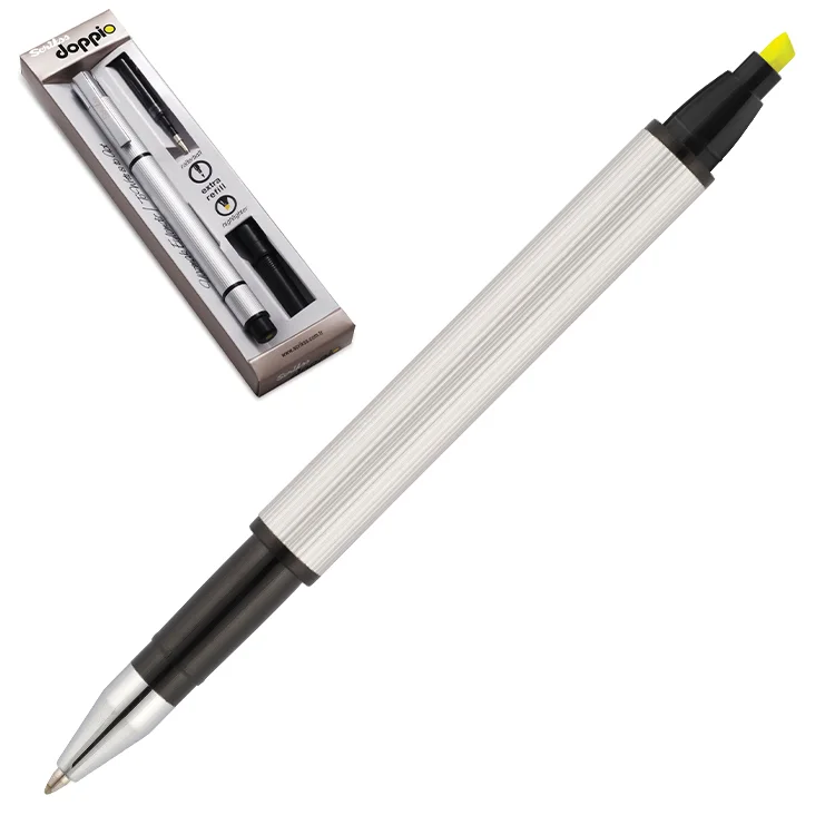 Scrikss Roller + Sarı Fosforlu Kalem Doppio Siyah