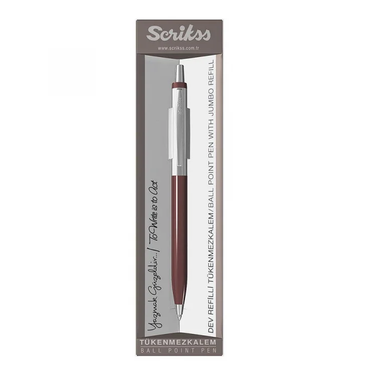 Scrikss 51 Tükenmez Kalem Bordo Şeffaf Ambalaj