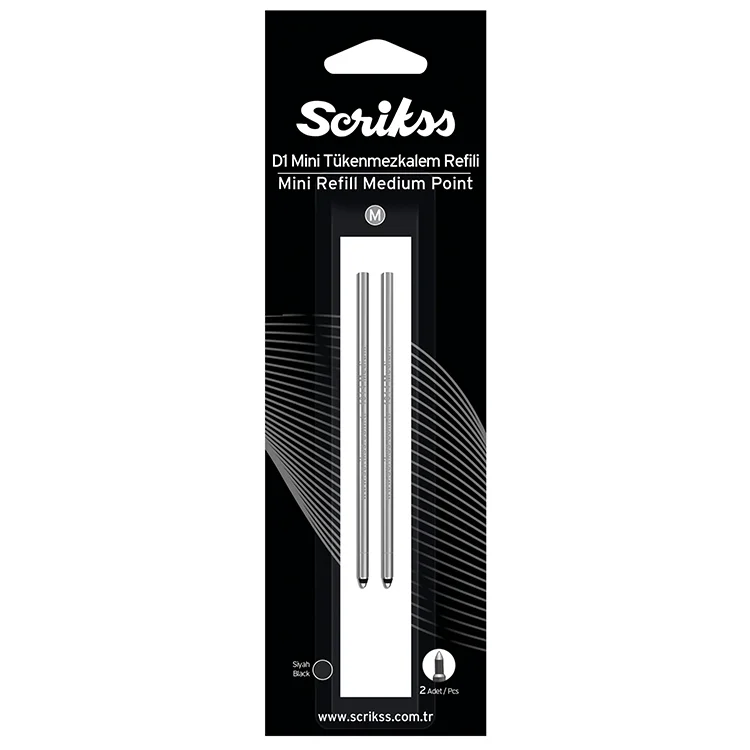 Scrikss Tükenmez Kalem Refil D1 Medium Kısa Mavi Blister 005 2li