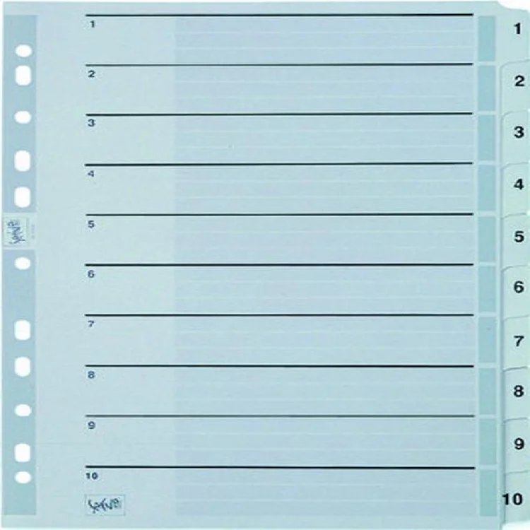 Serve Karton Ayraç Klasik 1-10 Renkli Rakam A4 Sv-5524-k