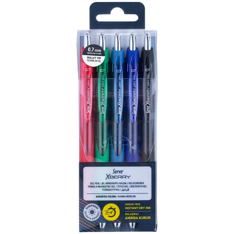 Serve Xberry Jel Kalem 0.7 Mm Yuvarlak Uç 5li Pet. Sv-xbrgely0.7b5krpa