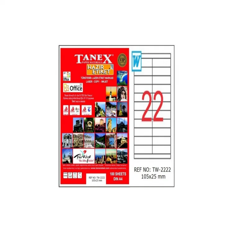 Tanex Lazer Etiket Tw-2222 83*56 Mm Beyaz 100lü