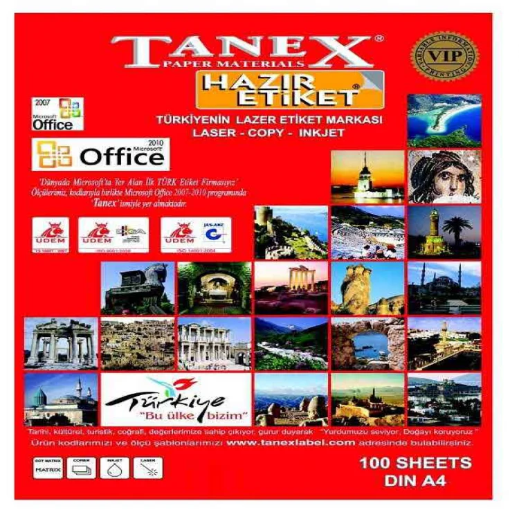 Tanex Lazer Etiket Tw-2504 98*148.5 Mm Beyaz 100lü
