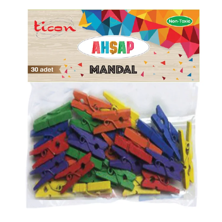 Ticon Mandal 25*3 Ahşap Küçük Boy 30lu Renkli 328582