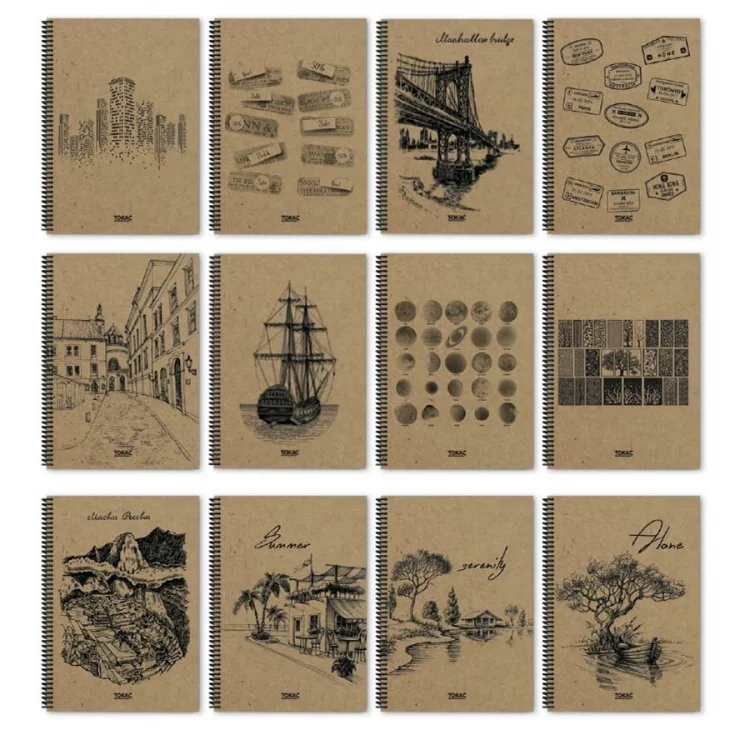 Tokaç 16x23 Kraft Kapak Sipiralli Defter 100 Yaprak Çizgili Tok-2960