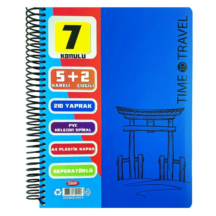 Tokaç Ayraçlı Defter 5+2 Spiralli Pp Kapak 7 Bölmeli 210 Yaprak 70 Gram Tok-79042