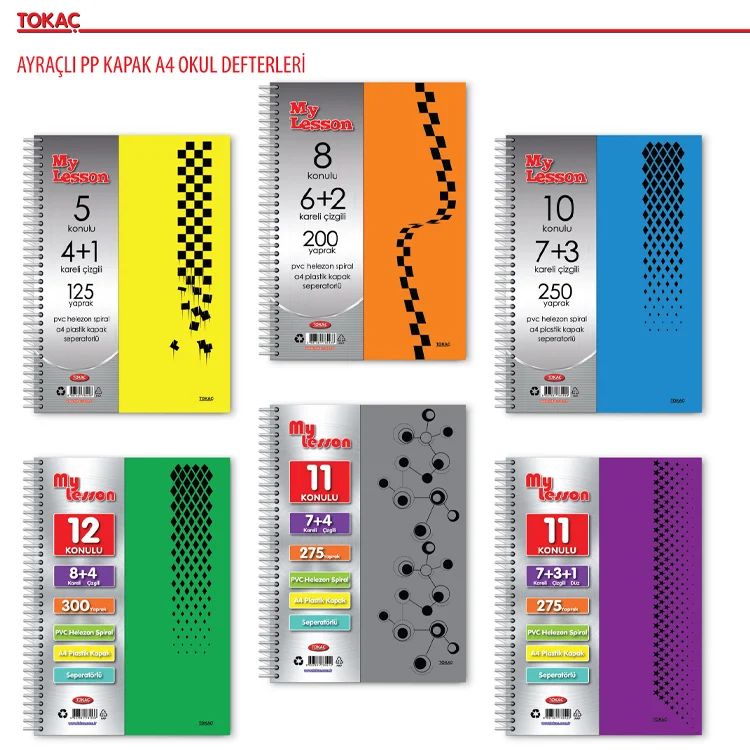 Tokaç My Lesson A4 4+1 5 Konulu Defter 125 Yaprak Tok-850