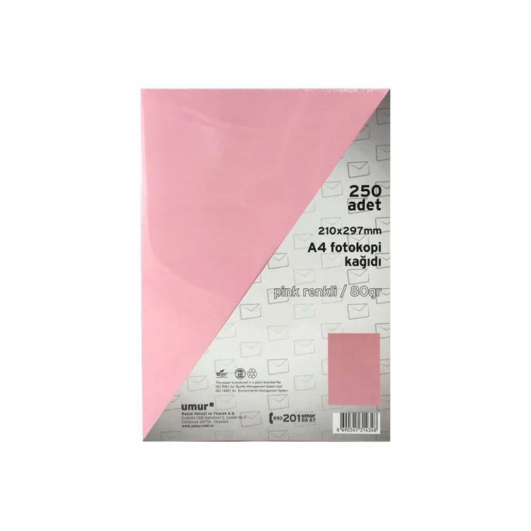 Umur A4 Renkli Fotokopi Kağıdı 250li Pink 30009256