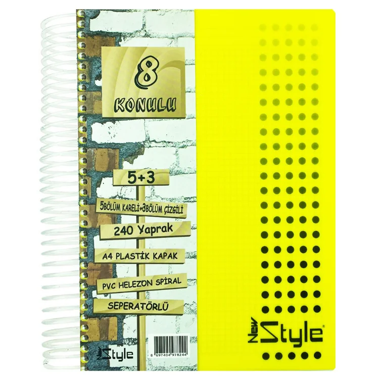 Umut New Style Spiralli Pp Kapak Defter 240 Yaprak 5+3 Ayraçlı