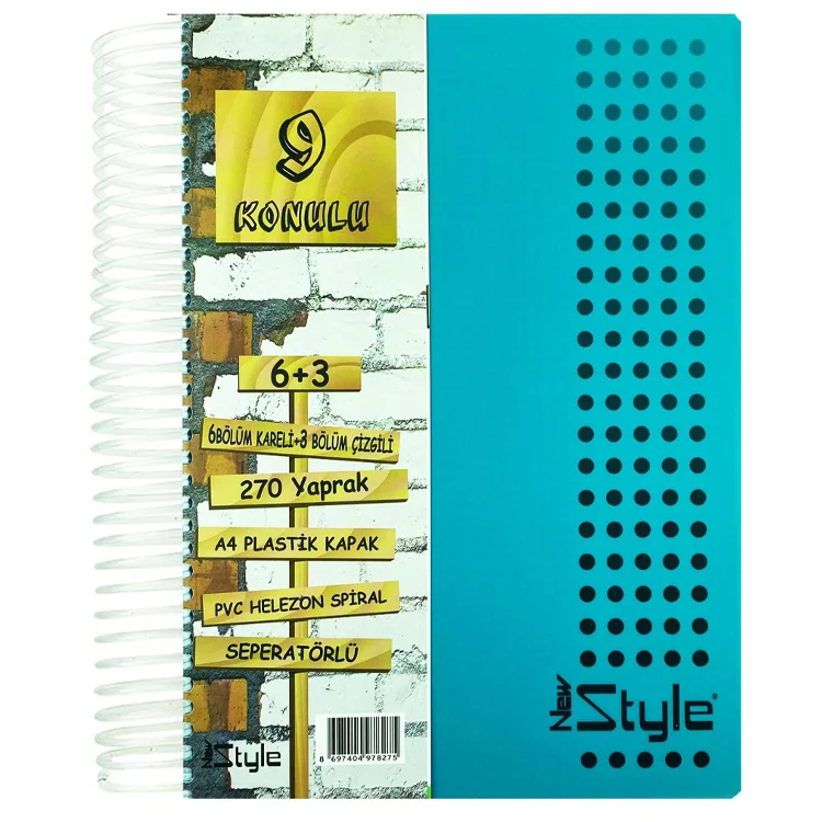 Umut New Style Spiralli Pp Kapak Defter 270 Yaprak 6+3 Ayraçlı