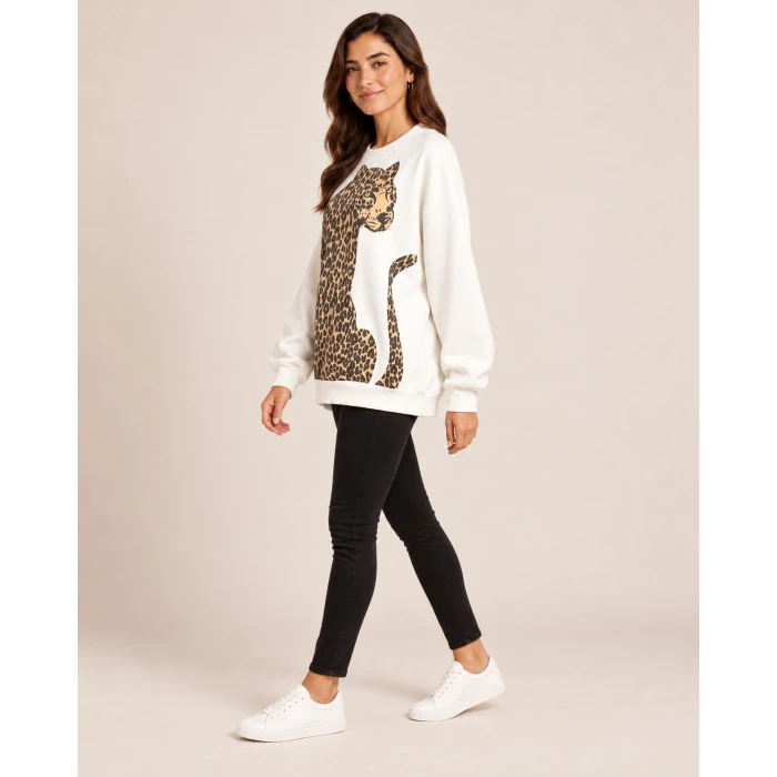 Leopar Baskılı Sweat Shirt