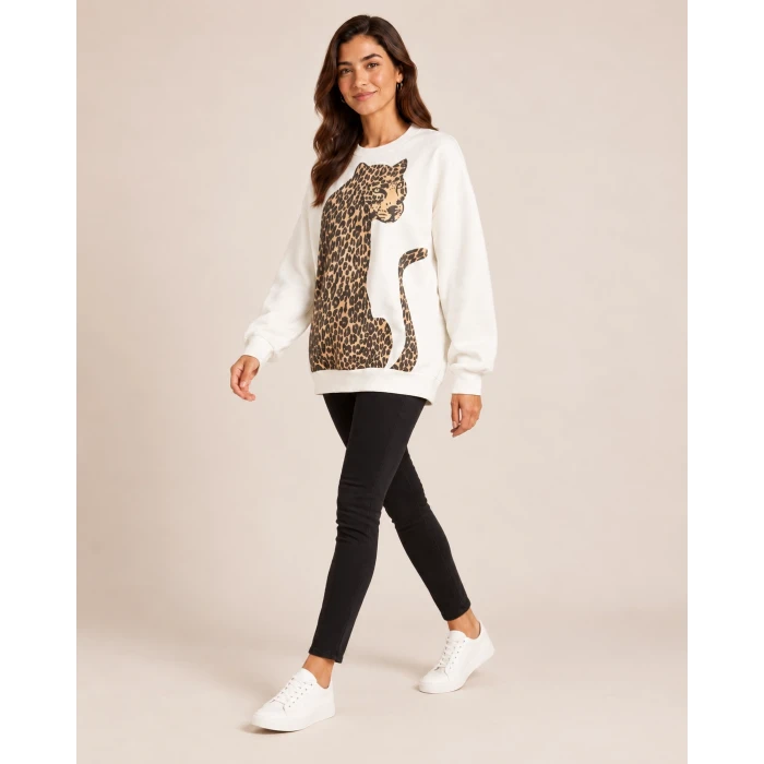 Leopar Baskılı Sweat Shirt