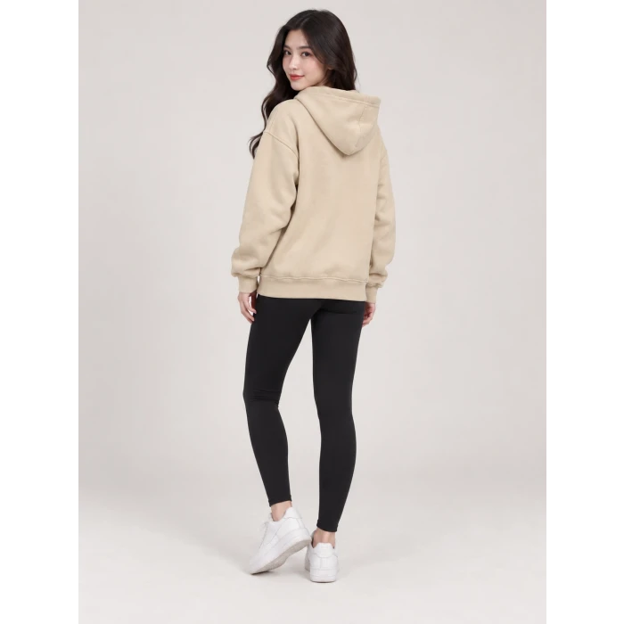 Üç İplik Kapüşonlu Fermuarlı Sweatshirt