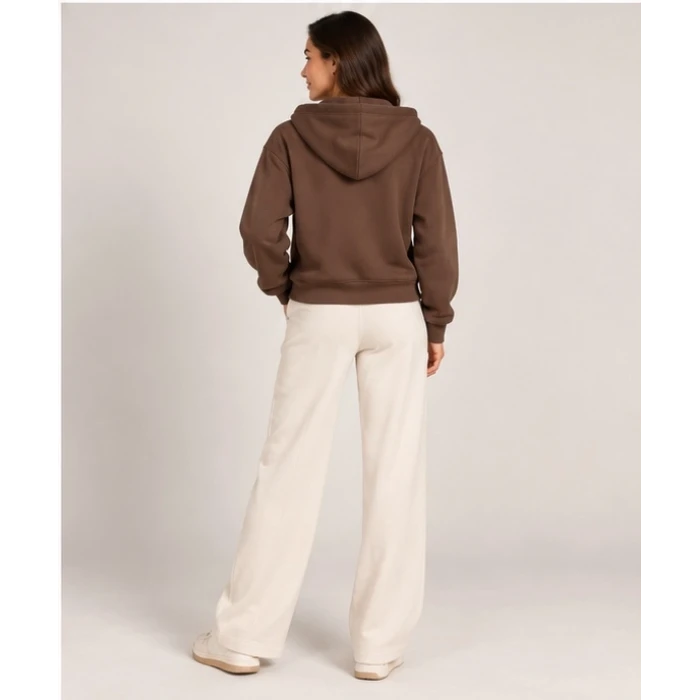 Üç İplik Kapüşonlu Fermuarlı Sweatshirt