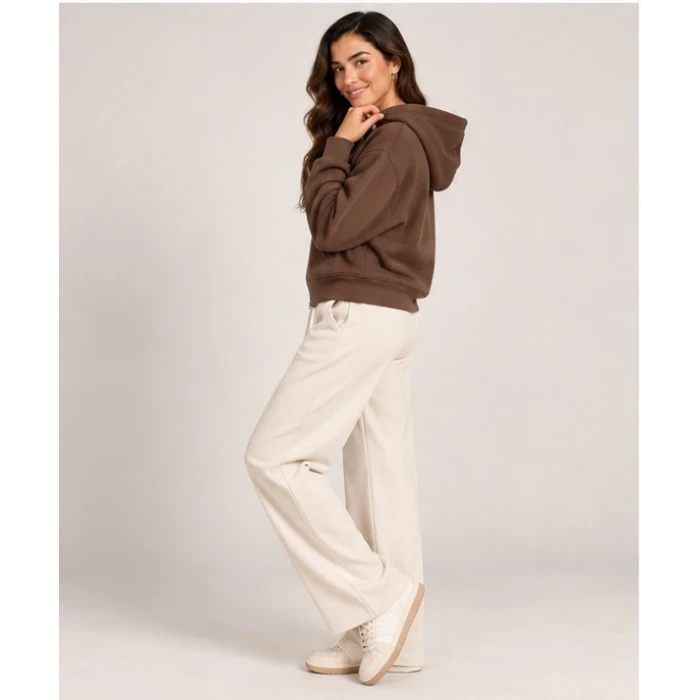 Üç İplik Kapüşonlu Fermuarlı Sweatshirt