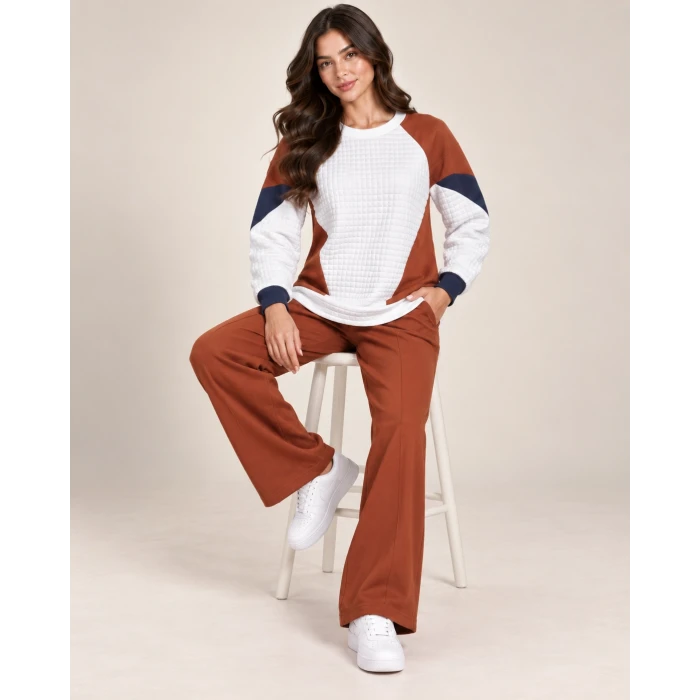 Mirella Renk Bloklu Kapitone Detaylı Eşofman Takımı