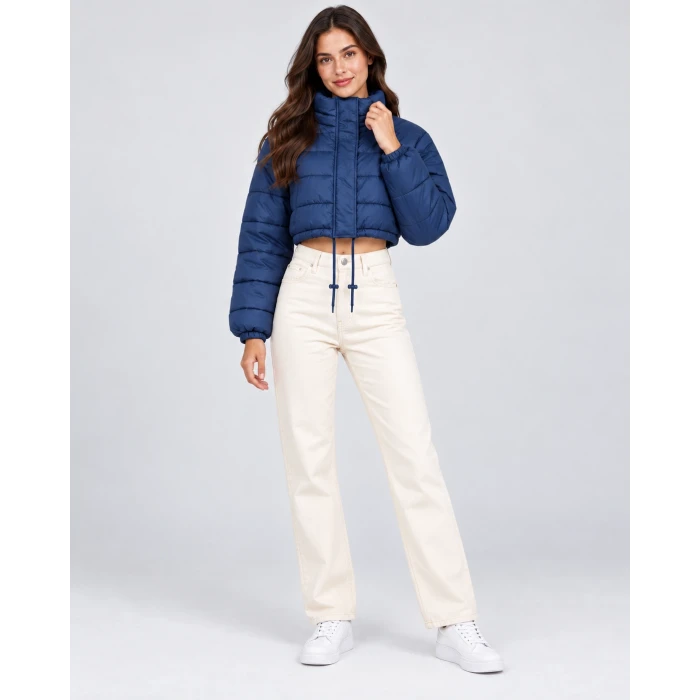 Nora Dik Yaka Crop Şişme Mont