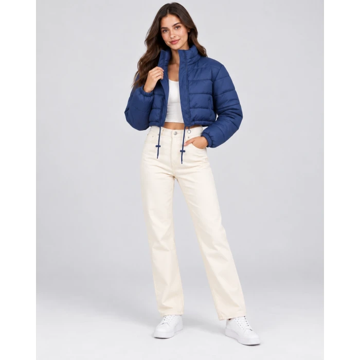 Nora Dik Yaka Crop Şişme Mont