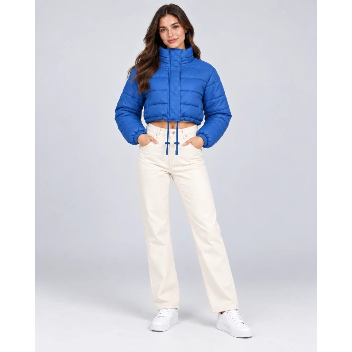 Nora Dik Yaka Crop Şişme Mont
