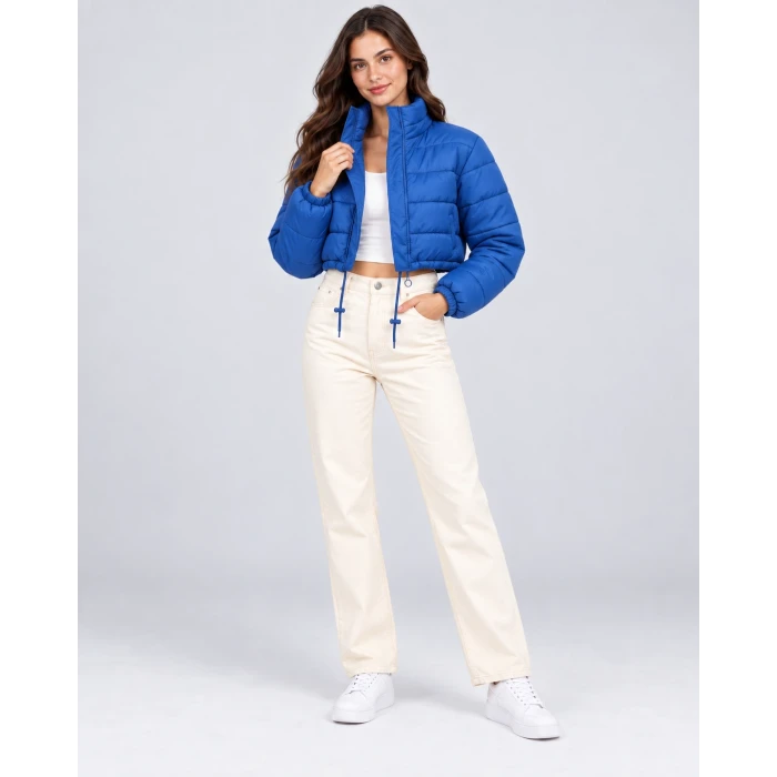 Nora Dik Yaka Crop Şişme Mont