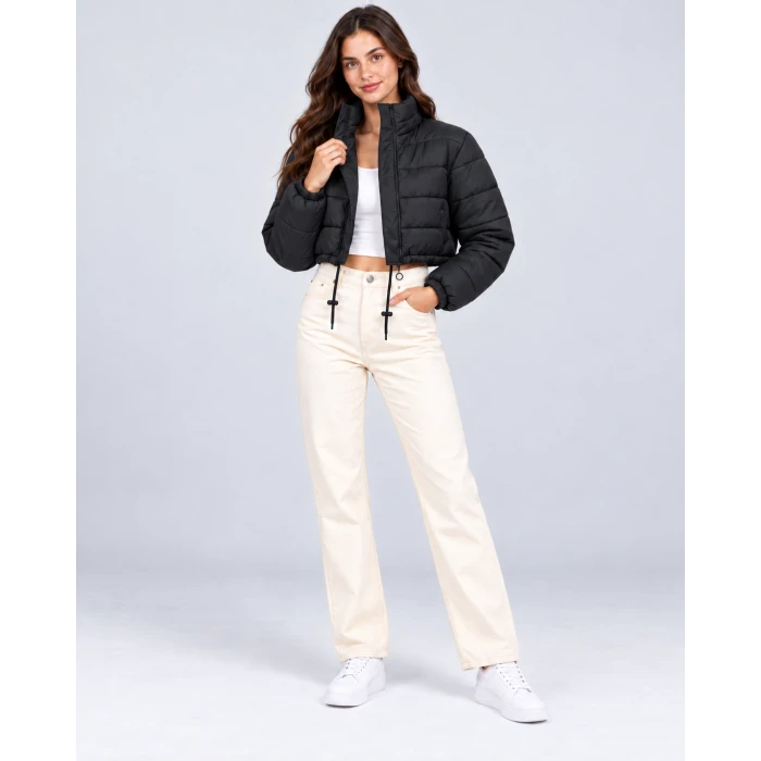 Nora Dik Yaka Crop Şişme Mont
