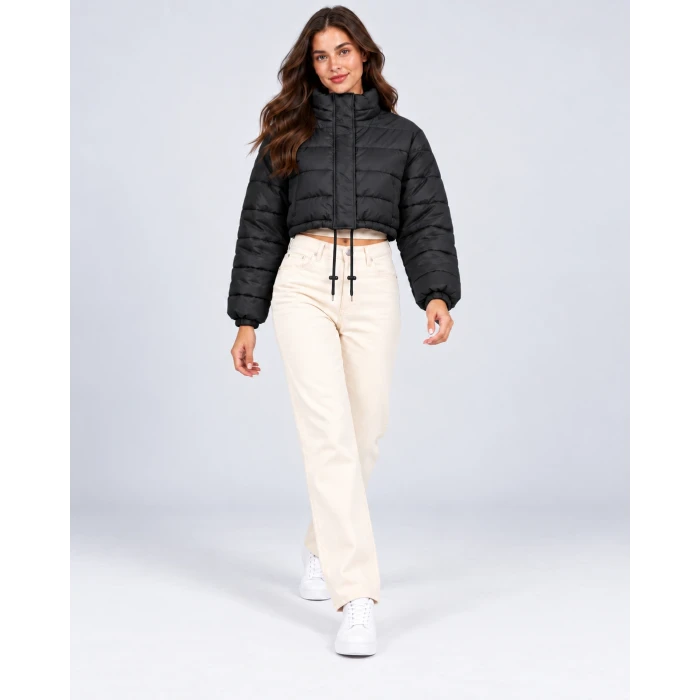 Nora Dik Yaka Crop Şişme Mont