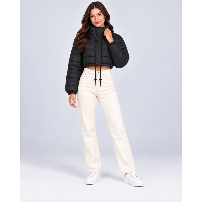 Nora Dik Yaka Crop Şişme Mont