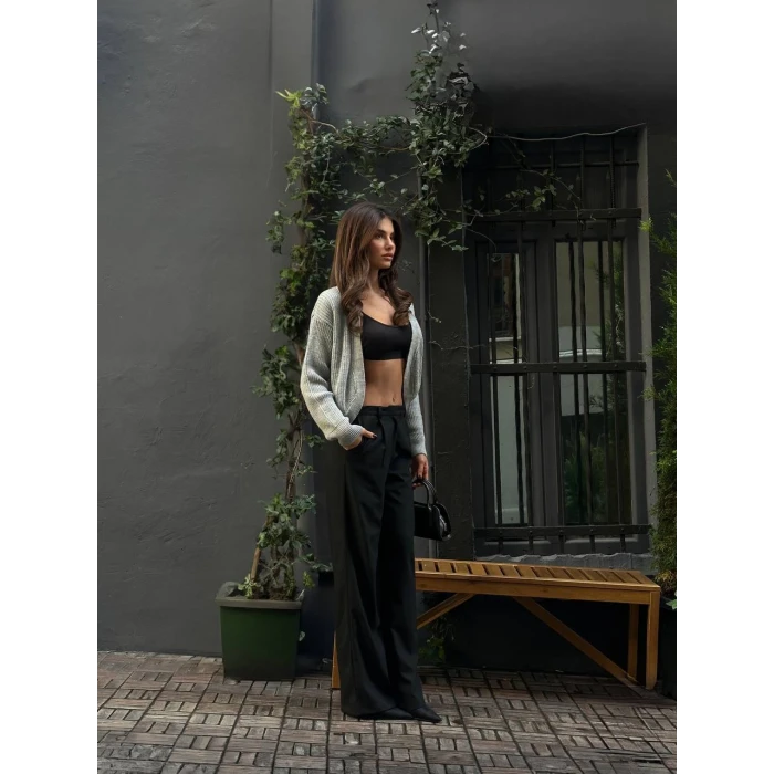 Lara Açık Ön Crop Triko Hırka
