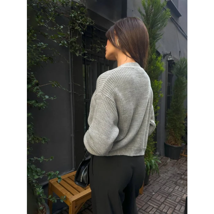 Lara Açık Ön Crop Triko Hırka