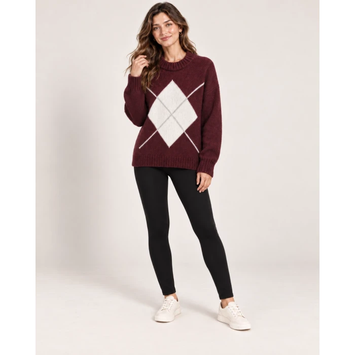 Lavin Baklava Desenli Oversize Triko Tunik