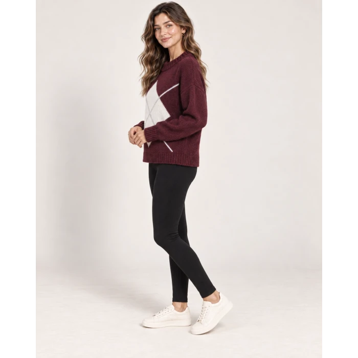 Lavin Baklava Desenli Oversize Triko Tunik