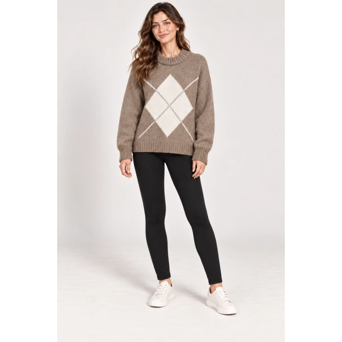 Lavin Baklava Desenli Oversize Triko Tunik