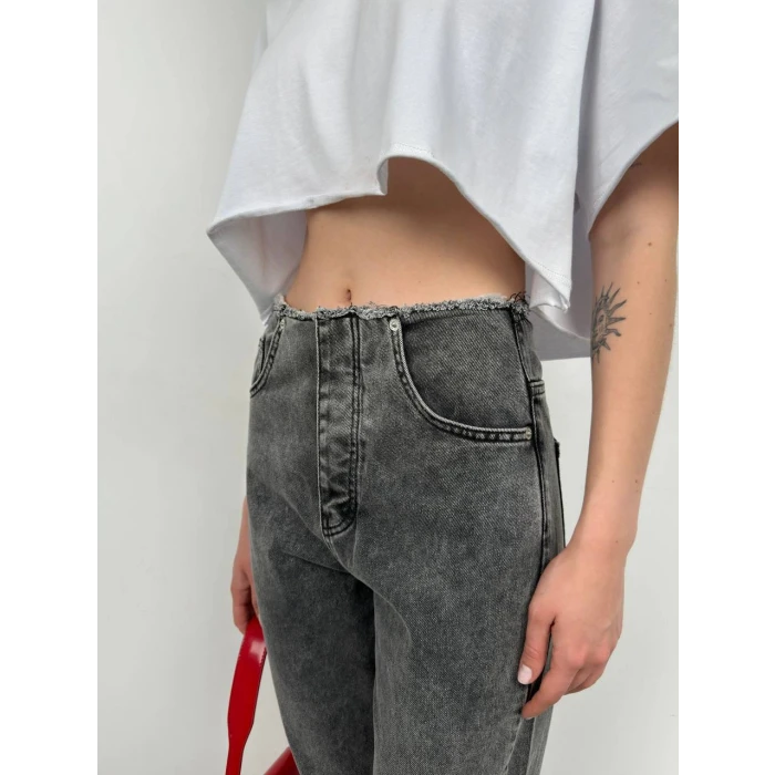 Nora Yüksek Bel Antrasit Mom Jean
