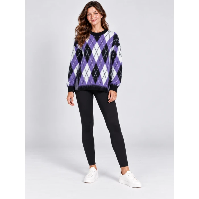 Lavin Baklava Desenli Oversize Triko Kazak