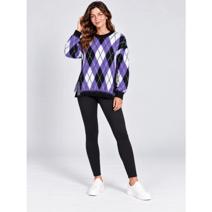 Lavin Baklava Desenli Oversize Triko Kazak