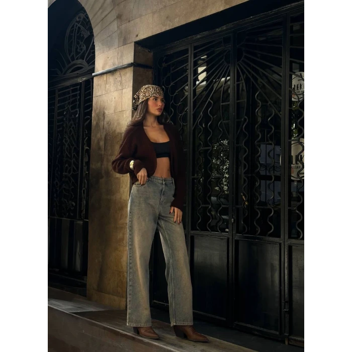 Lara Açık Ön Crop Triko Hırka