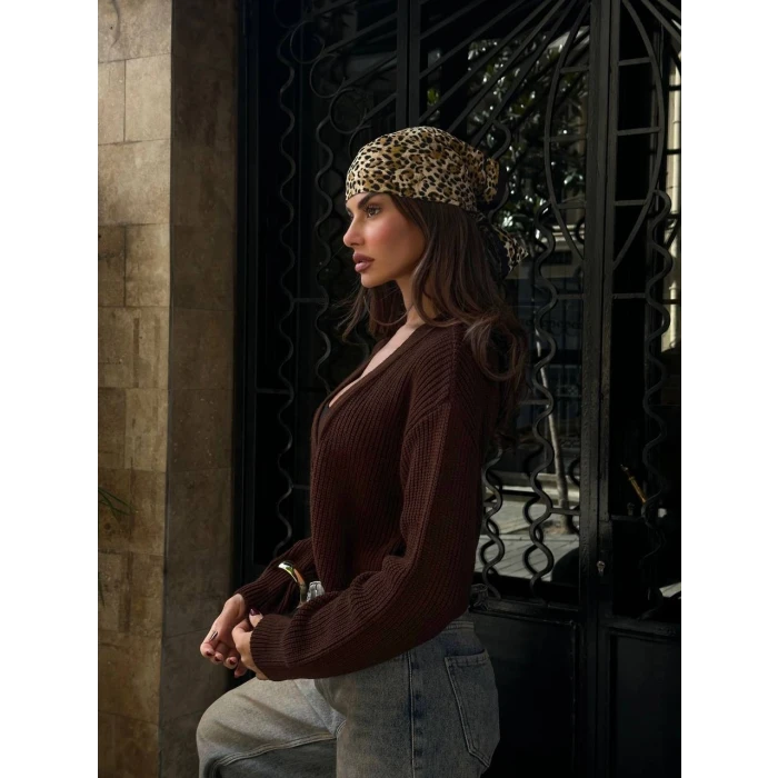 Lara Açık Ön Crop Triko Hırka