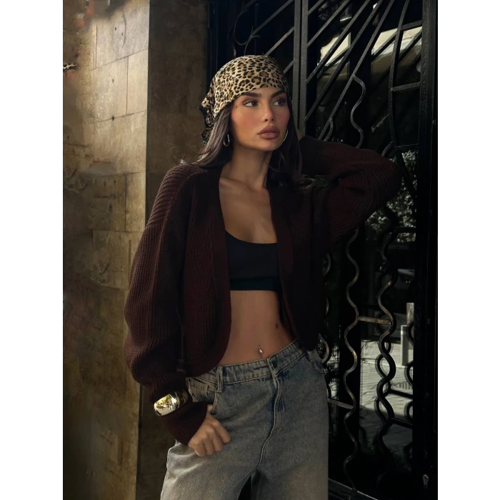 Lara Açık Ön Crop Triko Hırka
