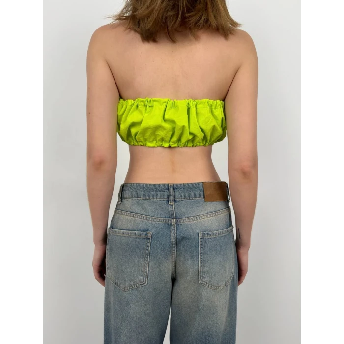 Liora Büzgü Detaylı Straplez Crop