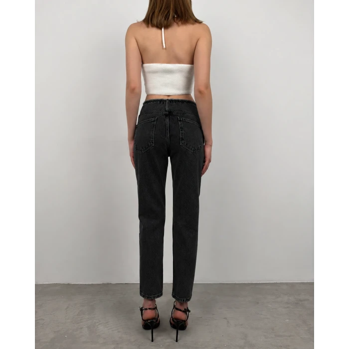 Mira Püskül Bel Detaylı Mom Jean