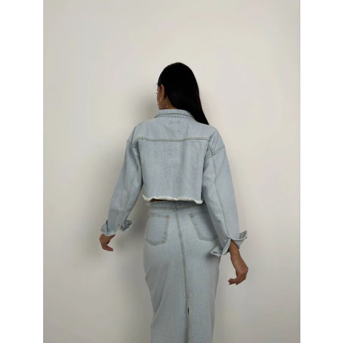 Liora Püskül Detaylı Uzun Denim Etek