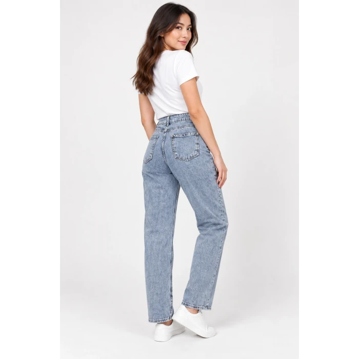 Çapraz Bel Detaylı Yüksek Bel Straight Jean