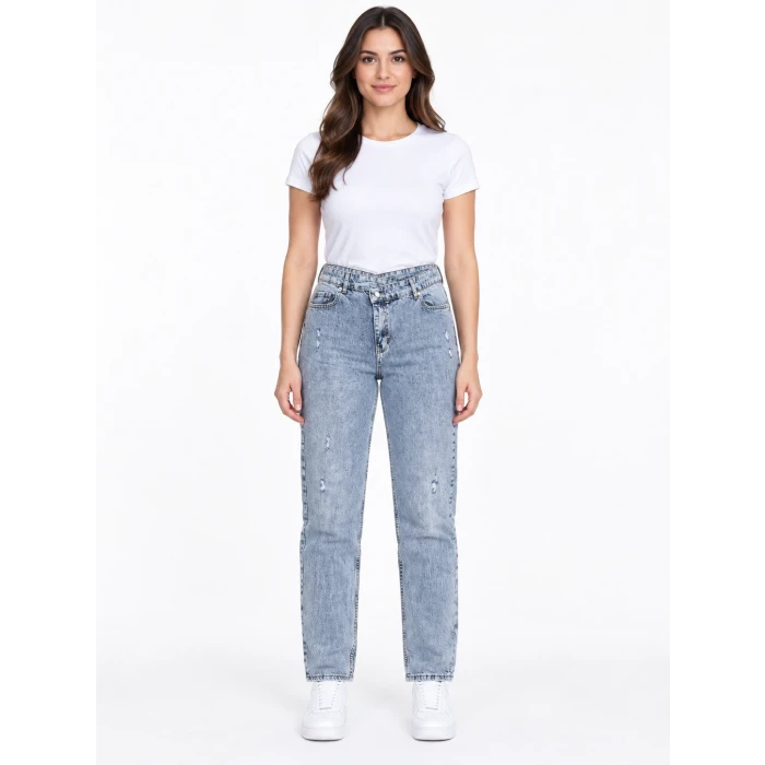 Çapraz Bel Detaylı Yüksek Bel Straight Jean