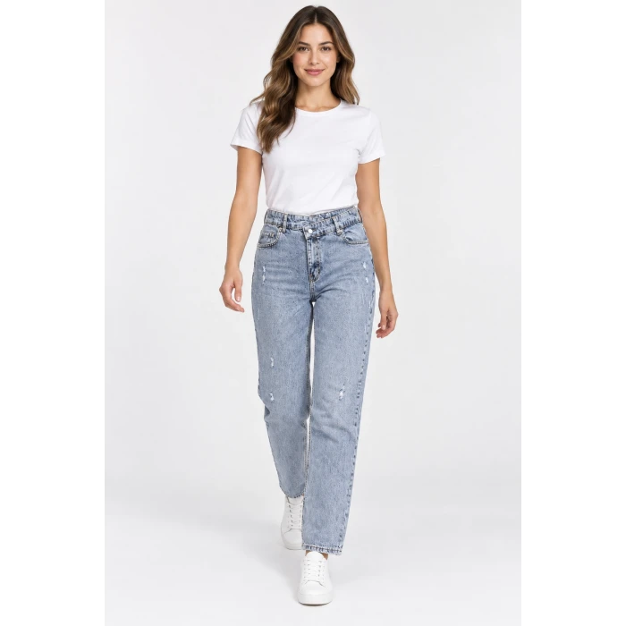 Çapraz Bel Detaylı Yüksek Bel Straight Jean