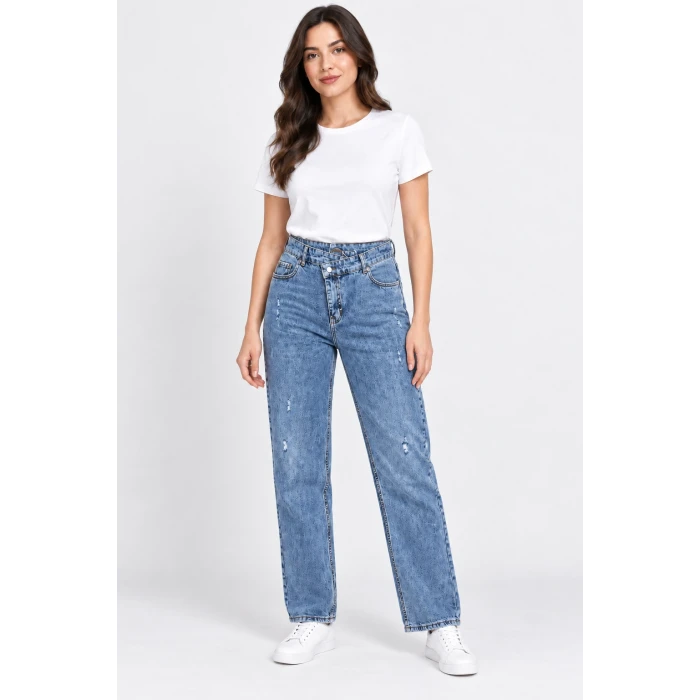 Çapraz Bel Detaylı Yüksek Bel Straight Jean