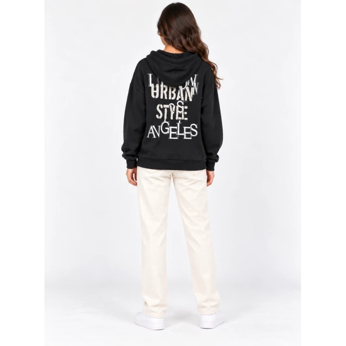 Urban Style Sırt Baskılı Kapüşonlu Sweatshirt