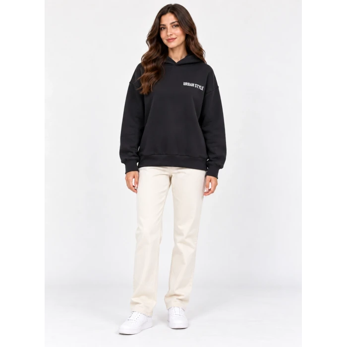 Urban Style Sırt Baskılı Kapüşonlu Sweatshirt