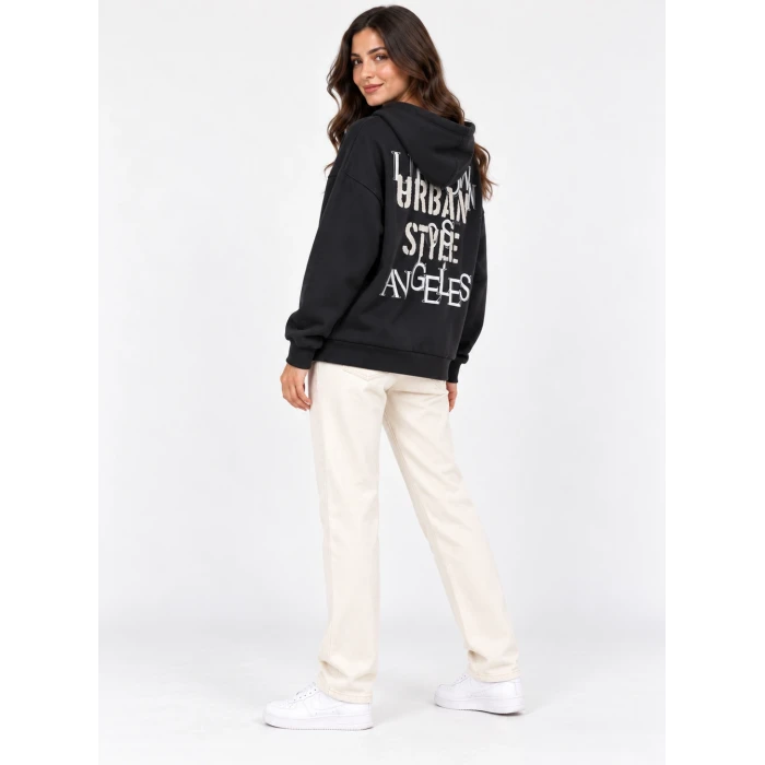 Urban Style Sırt Baskılı Kapüşonlu Sweatshirt