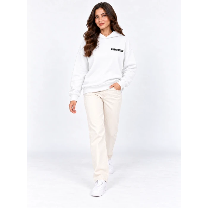 Urban Style Sırt Baskılı Kapüşonlu Sweatshirt