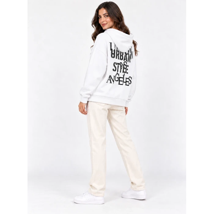Urban Style Sırt Baskılı Kapüşonlu Sweatshirt